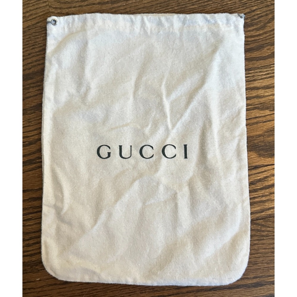 Gucci Dust Bag Cream Cotton Cinch Closure Logo Pouch Italy